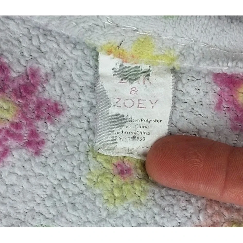 Zak & Zoey White Flower Baby Girl Blanket Pink Yellow Green Orange Neon Soft And